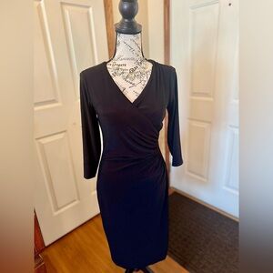 White House Black Market Ruched Jersey Knit Dress -- Size Small -- Black